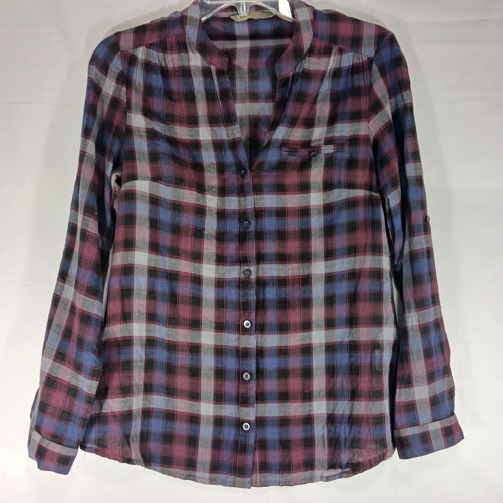 SFERA Casual Women's Plaid Long sleeve Cotton Blend Button Up Sz M